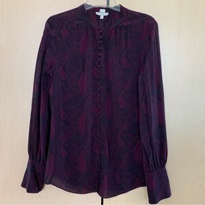 Joie Top Women's Long Sleeve Button Front Blouse‎ Animal Print Red Black Size S